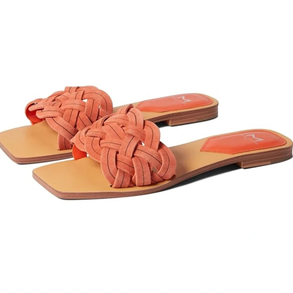 Marc Fisher LTD Rebecca Suede Knot Slide Sandals Light Orange Coral 6.5